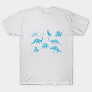 Dinosaur Montage (Blue) T-Shirt